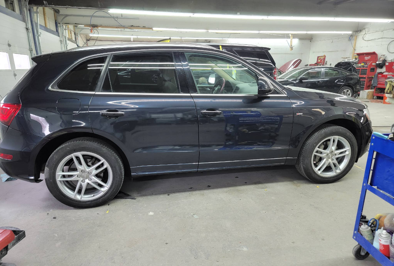 Vehicle in auto body shop